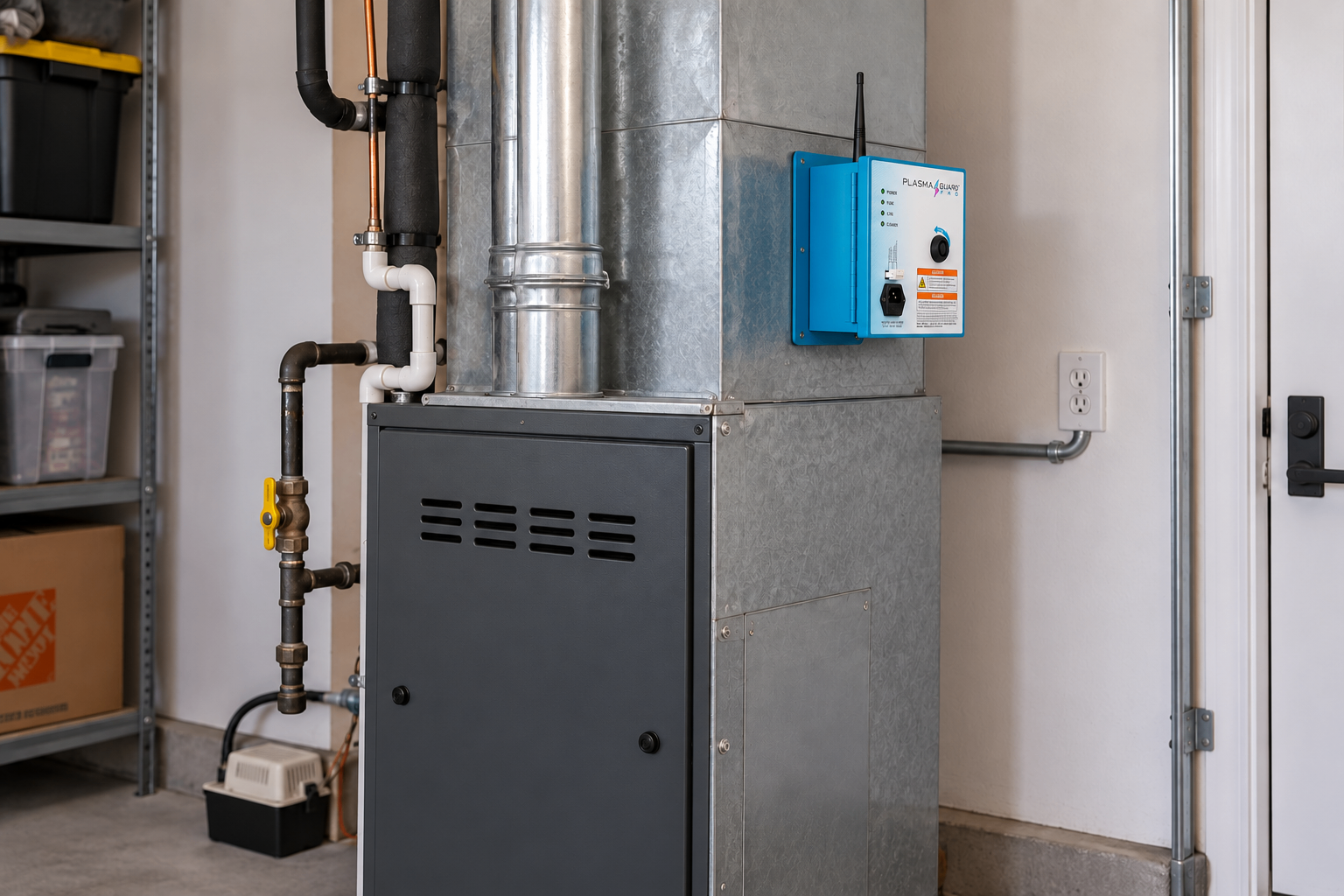 Residential central HVAC furnace and ductwork system installation